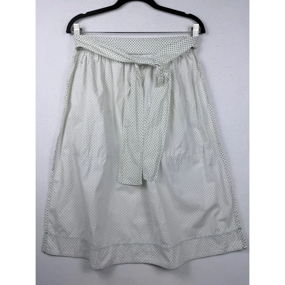 Vintage Green Floral Sprig Half Apron Two Pockets Cotton Retro Kitchen